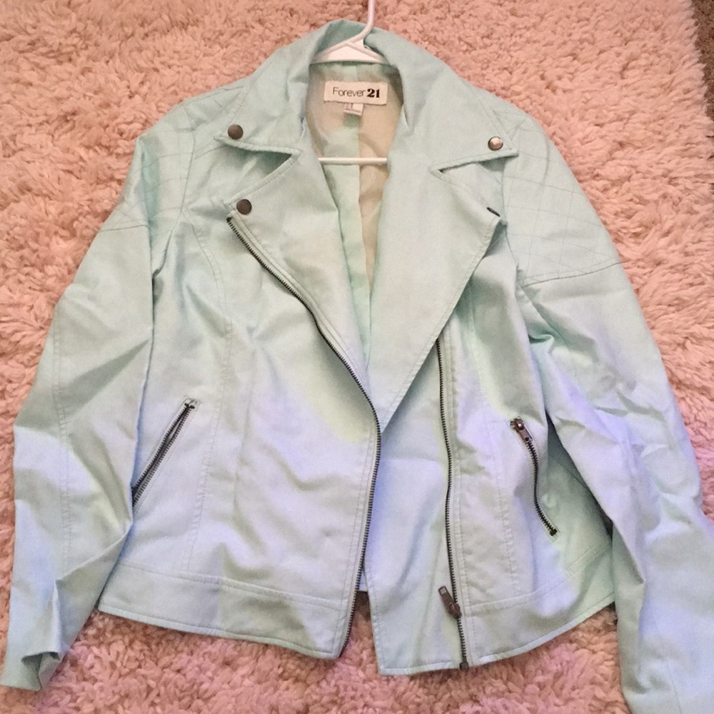 Teal Forever 21 Leather jacket